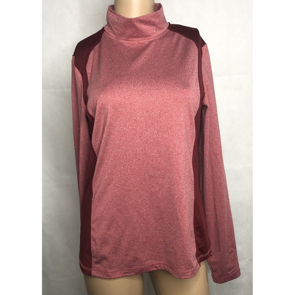 Crivit Athletic Performance Shirt Womens Size M Turtleneck Long Sleeve Yoga Red
